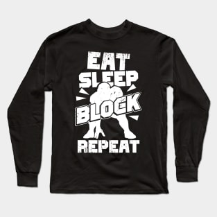 Eat Sleep Block Repeat Offensive Lineman Gift Long Sleeve T-Shirt